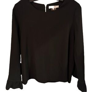 GERARD DAREL Army Green 3/4 Ruffle Sleeve Blouse Back Zip size 40 ( Medium)